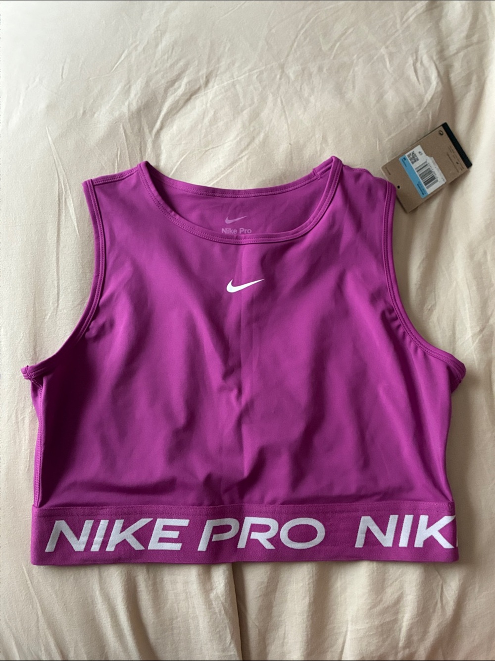 Nike Women's Magenta Crop Tank with White Logos